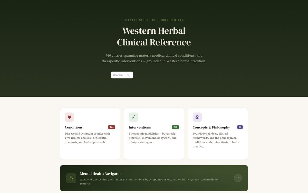 Western Herbal Clinical Reference snapshot